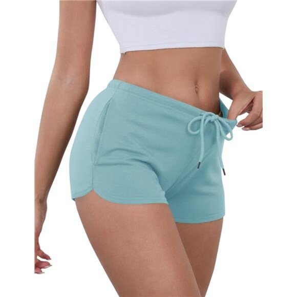 Women Comfy Workout Athletic Dolphin Shorts Light Blue - Picture 1 of 5